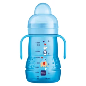 MAM Biberon de transition 220 ml, 4+ mois, bleu
