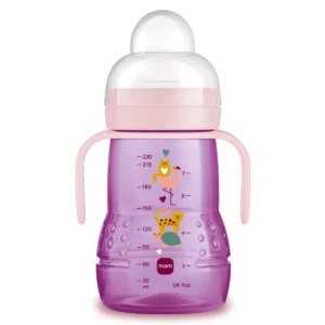 MAM Biberon de transition 220 ml, 4+ mois, rose
